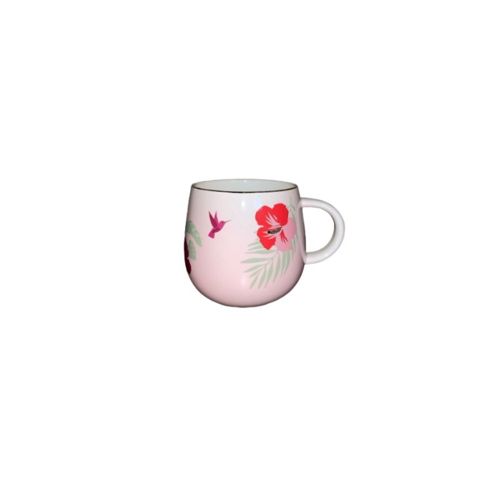 David’s Tea Pink Hibiscus Hummingbird Porcelain Mug